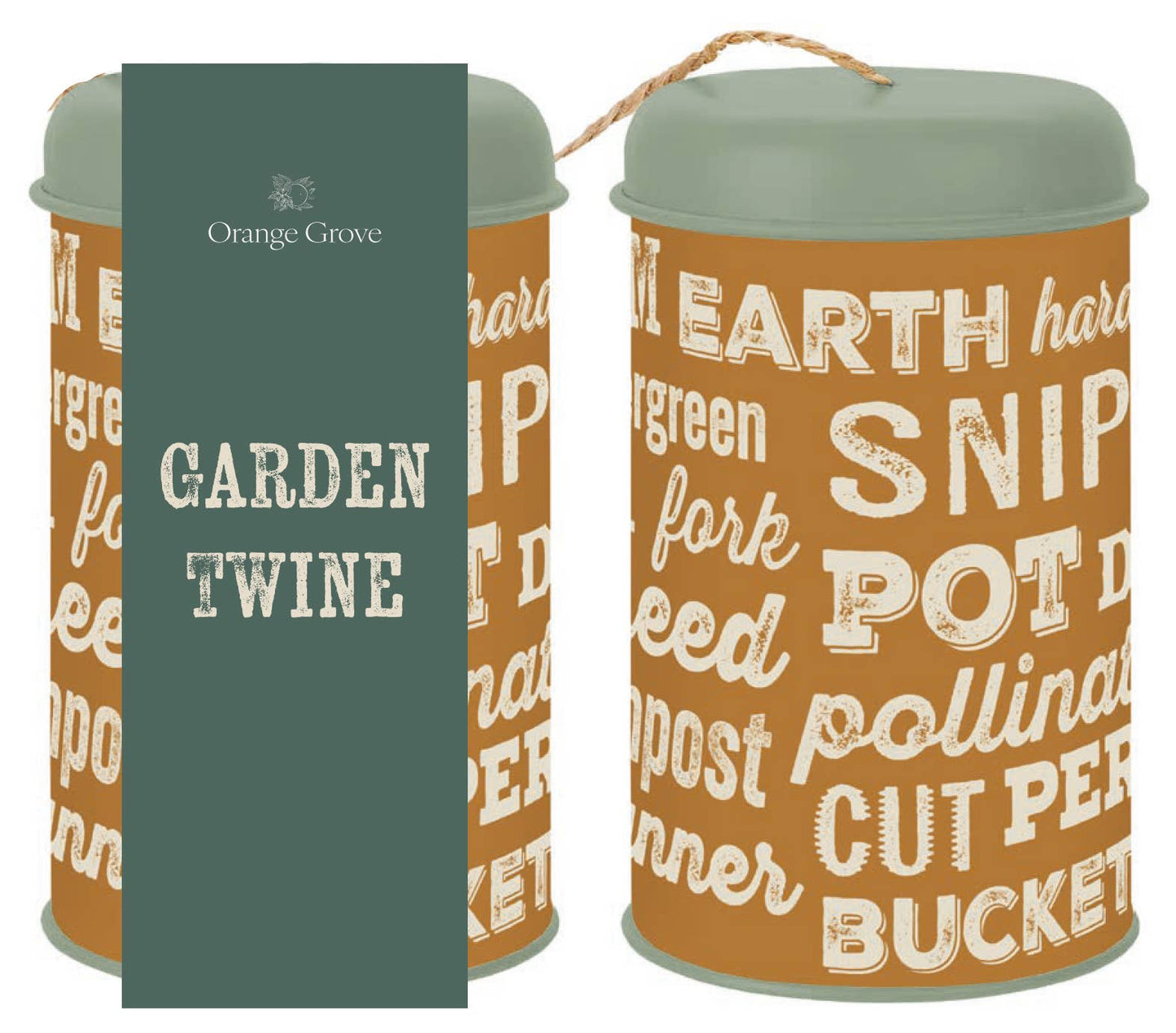 Garden Twine - Orange Grove Gent's Text Mustard Pattern