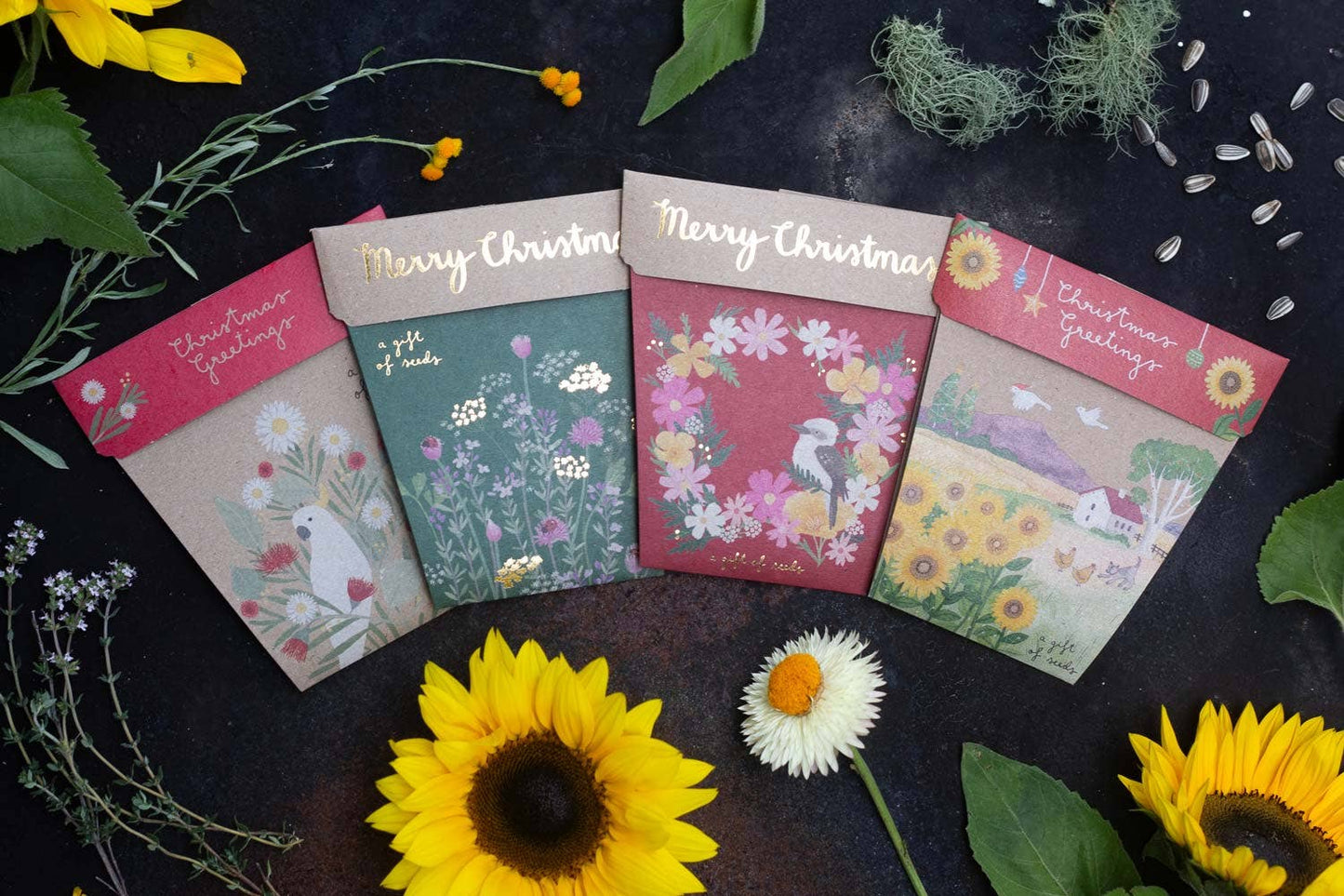 Christmas Card Sunflower Gift of Seeds
