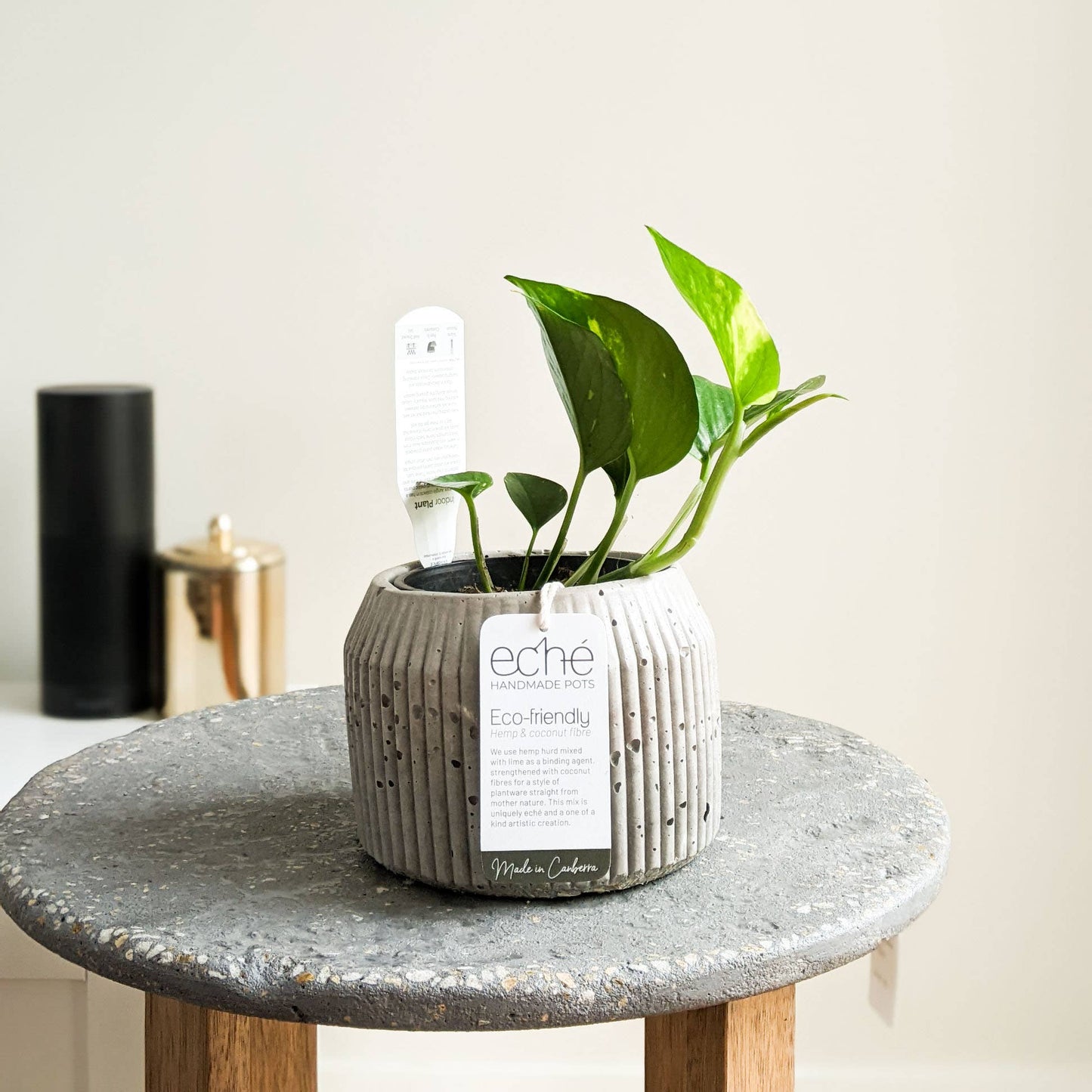 Hemp & Coconut fibre Rib Pot - Handcrafted in Australia