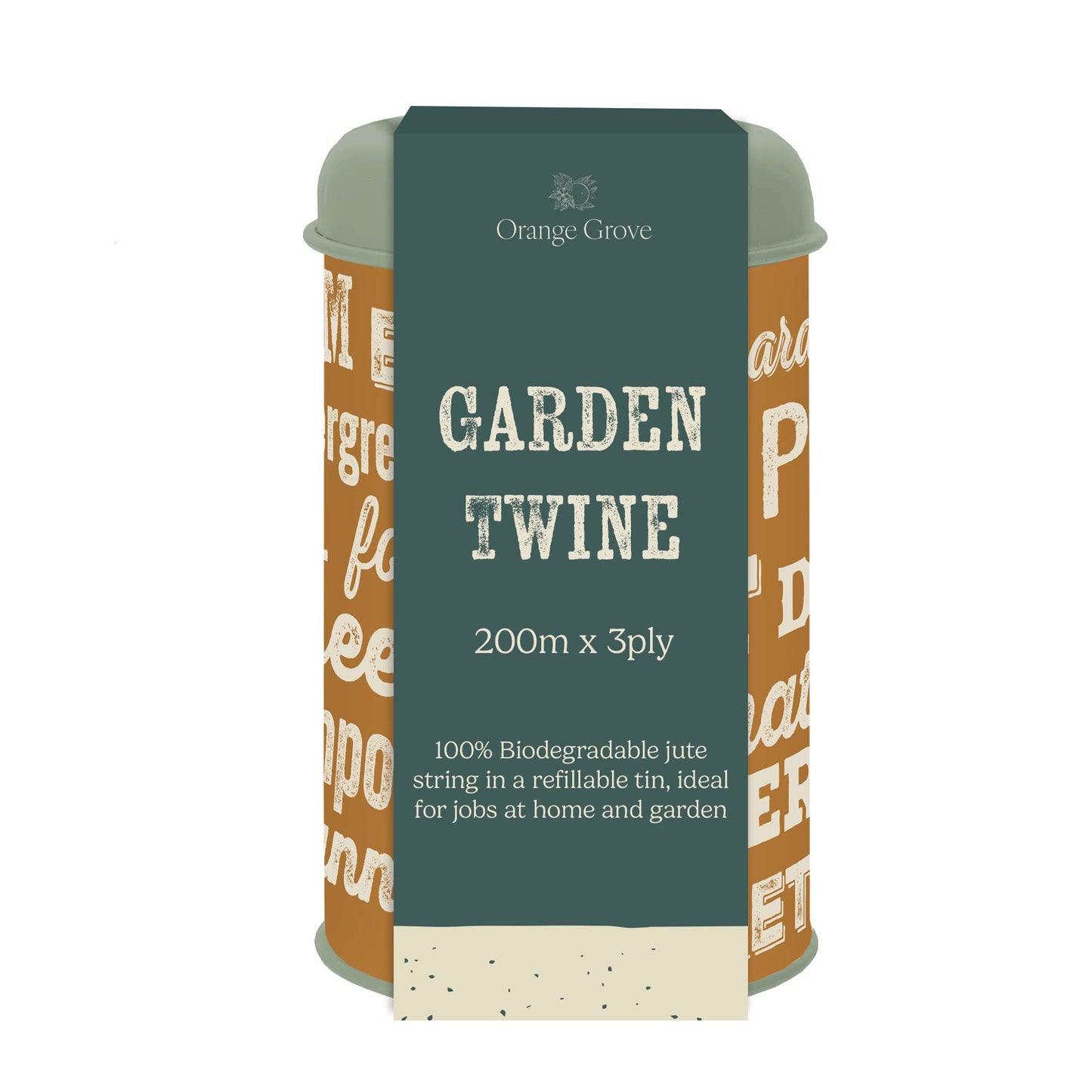 Garden Twine - Orange Grove Gent's Text Mustard Pattern
