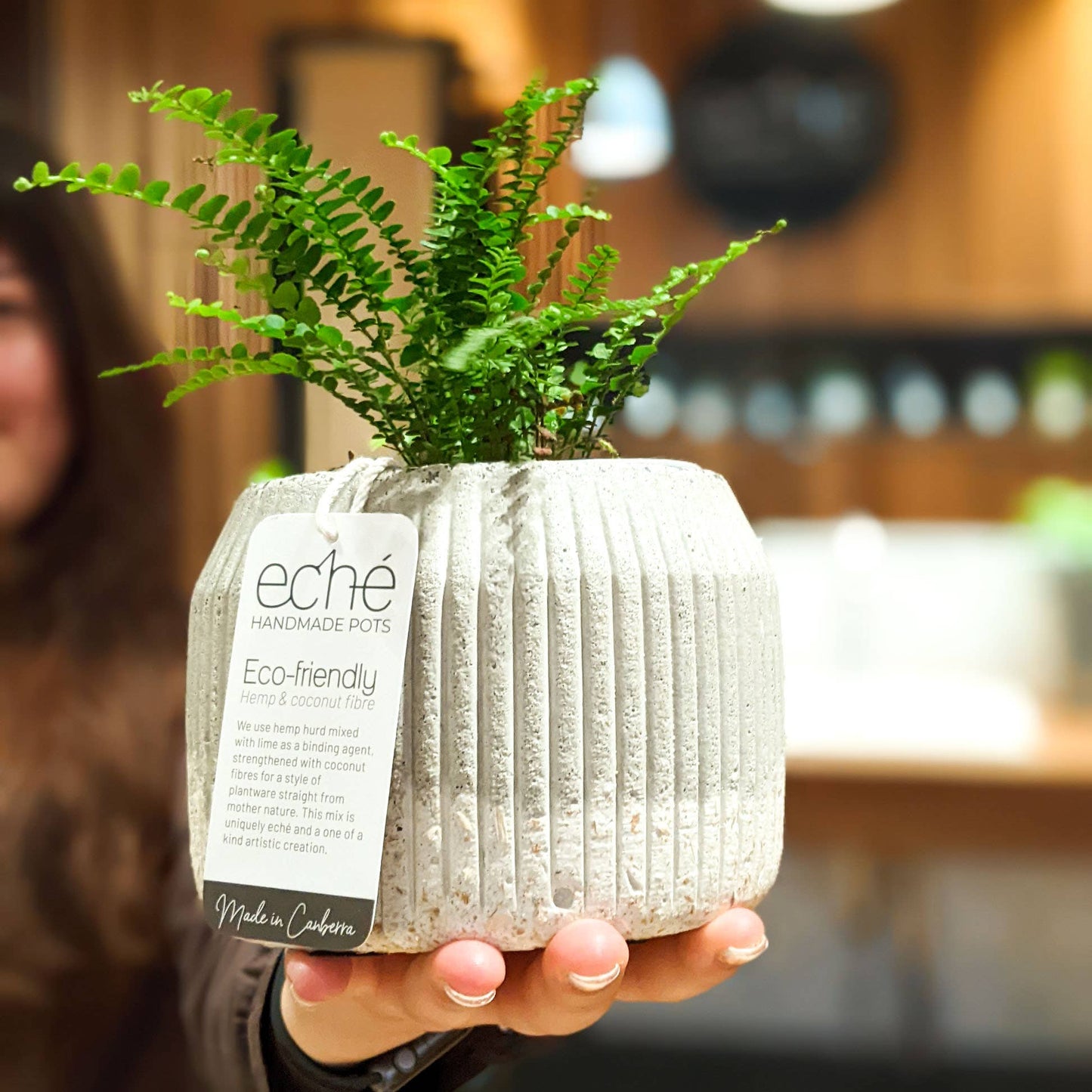 Hemp & Coconut fibre Rib Pot - Handcrafted in Australia