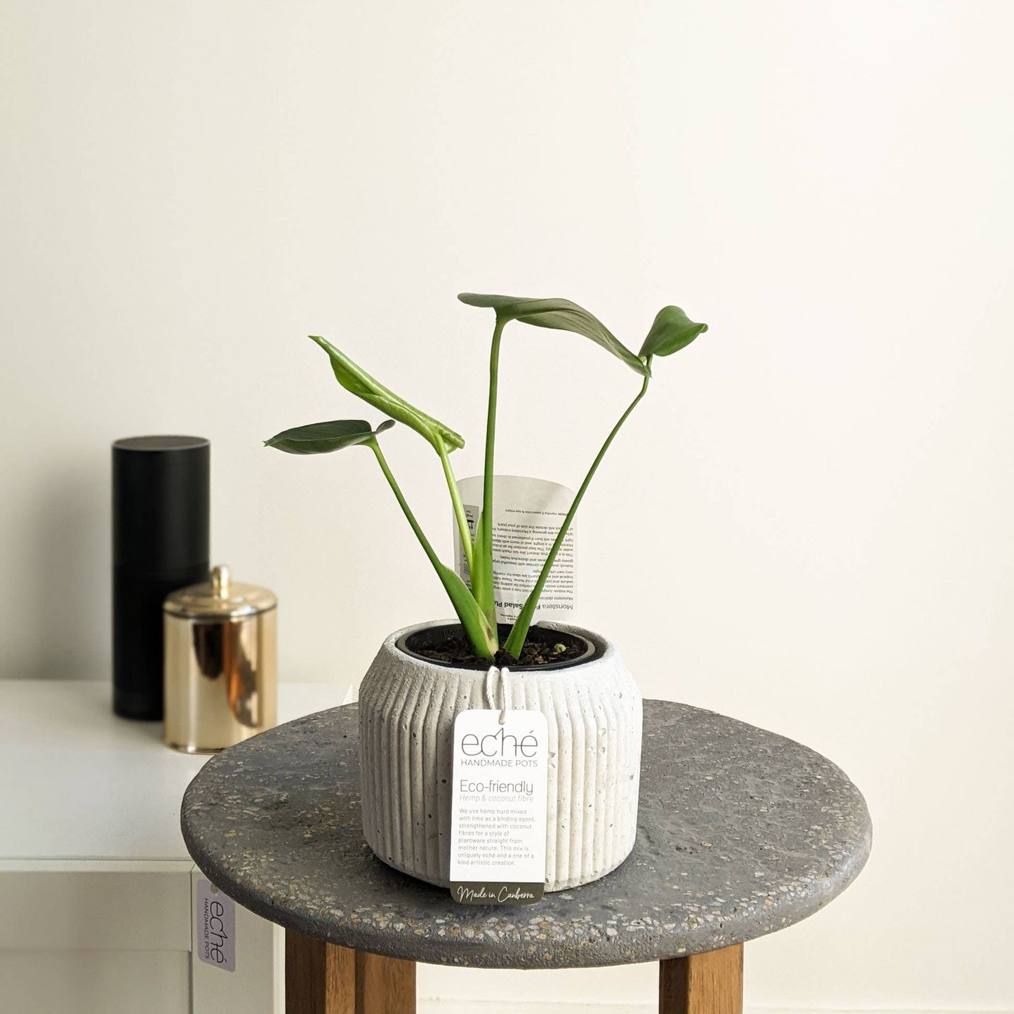 Hemp & Coconut fibre Rib Pot - Handcrafted in Australia